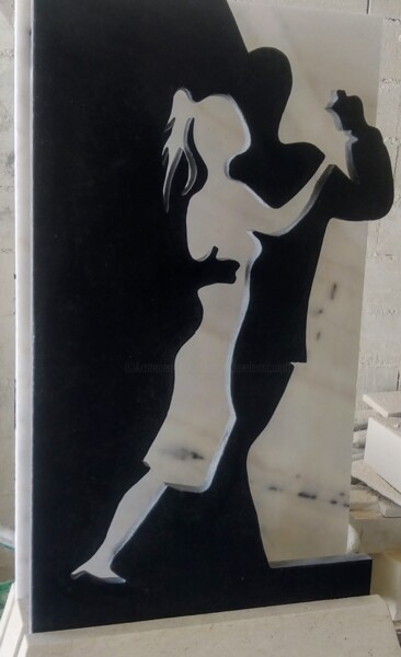 Skulptur mit dem Titel "Tango" von Damien Berger, Original-Kunstwerk, Stein