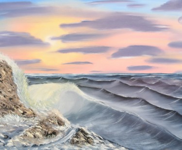 Peinture intitulée "La belle mer" par Damien Picard, Œuvre d'art originale, Huile Monté sur Châssis en bois