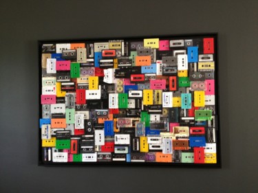 Collages intitulée "AUDIO TAPE VINTAGE" par Damien Rosier, Œuvre d'art originale