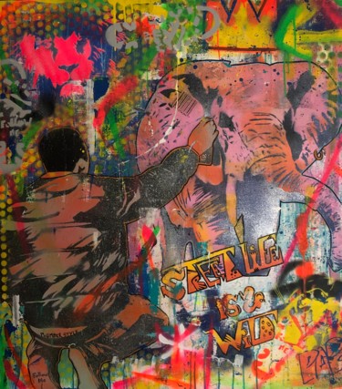 Schilderij getiteld "Street Life is so w…" door Pap'S, Origineel Kunstwerk, Graffiti