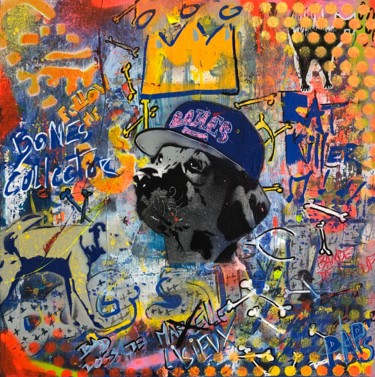 Schilderij getiteld "Let me be your dog" door Pap'S, Origineel Kunstwerk, Graffiti