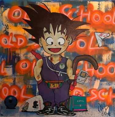 Schilderij getiteld "Old school !" door Pap'S, Origineel Kunstwerk, Graffiti