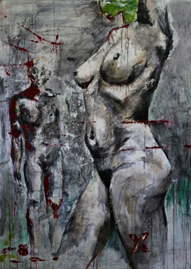 Peinture intitulée "Nu Y-X" par Damien Rais, Œuvre d'art originale, Huile