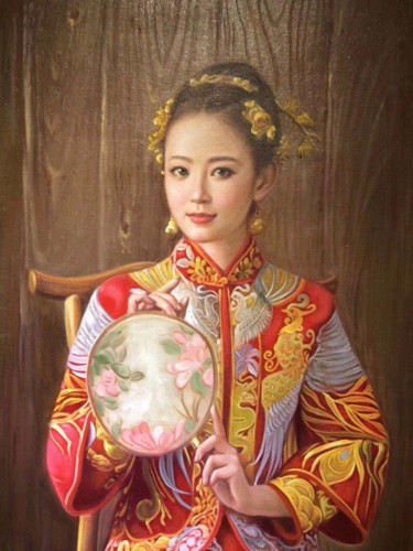 Картина под названием "Chinese art(Dunhuan…" - Princessa Mingzhu, Подлинное произведение искусства, Масло
