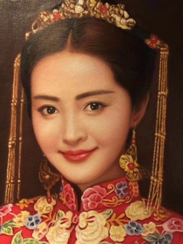 Painting titled "Chinese art(Dunhuan…" by Princessa Mingzhu, Original Artwork, Oil