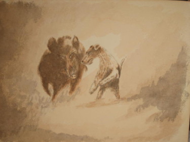 Pintura titulada "chasse" por Damodar, Obra de arte original