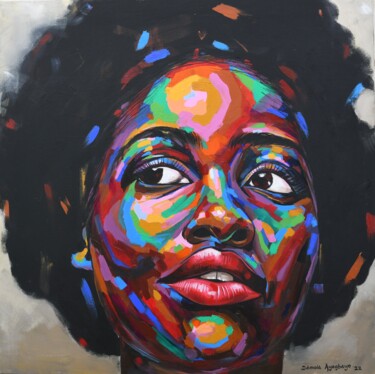 Malerei mit dem Titel "Looking beyond 4" von Damola Ayegbayo, Original-Kunstwerk, Acryl