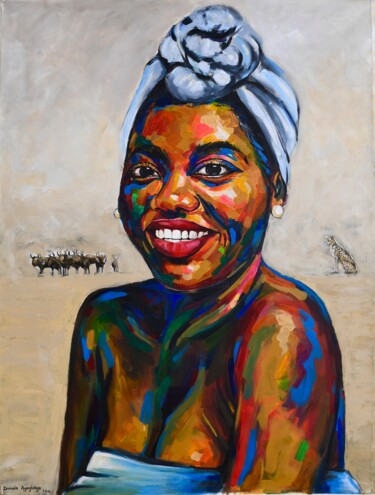 Malerei mit dem Titel "Black essence 2" von Damola Ayegbayo, Original-Kunstwerk, Acryl