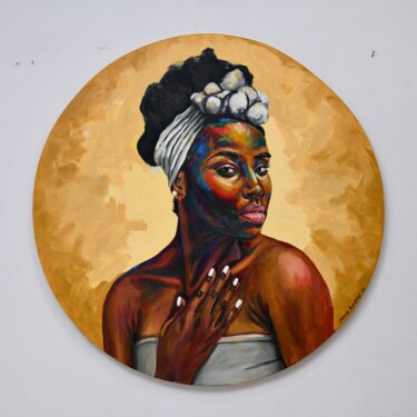 Painting titled "Eniyan (human) 8" by Damola Ayegbayo, Original Artwork, Acrylic Mounted on Wood Stretcher frame