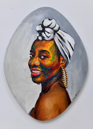 Painting titled "Human(Eniyan) 7" by Damola Ayegbayo, Original Artwork, Acrylic Mounted on Wood Stretcher frame