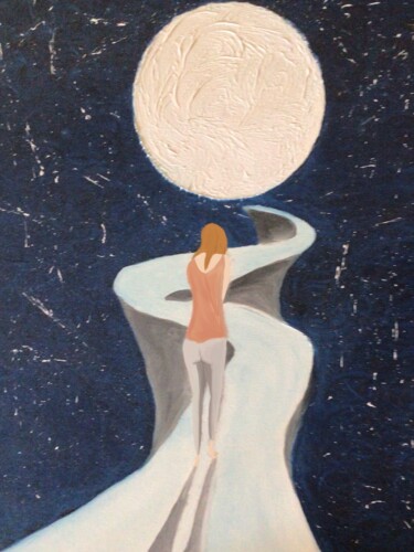 Arts numériques intitulée "Going to moon" par Davide Angelo Muscarella, Œuvre d'art originale, Peinture numérique