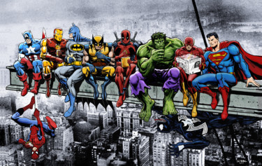 Arte digitale intitolato "Marvel and DC Super…" da D Dan Avenell, Opera d'arte originale, Altro