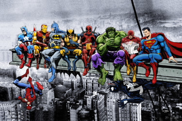 Arts numériques intitulée "Marvel & DC Superhe…" par D Dan Avenell, Œuvre d'art originale, Peinture numérique