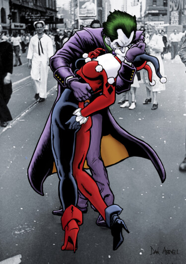 Digitale Kunst mit dem Titel "Joker & Harley Quin…" von D Dan Avenell, Original-Kunstwerk, Digitale Malerei