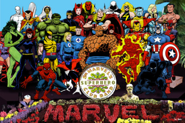 Цифровое искусство под названием "Sgt Marvel's Superh…" - D Dan Avenell, Подлинное произведение искусства, Цифровая живопись