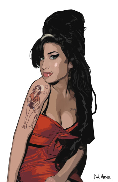 Картина под названием "Amy Winehouse" - D Dan Avenell, Подлинное произведение искусства, Цифровая живопись