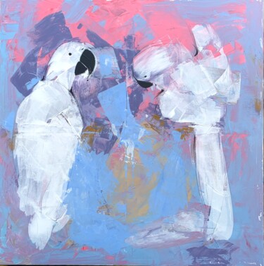 Malerei mit dem Titel "Love Birds" von Dan Bert, Original-Kunstwerk, Acryl