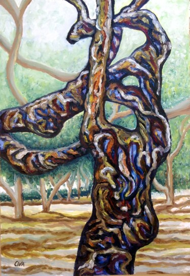 Peinture intitulée "Sculpturel chestnut…" par Dan Civa, Œuvre d'art originale, Huile