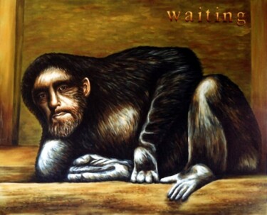 Pintura intitulada "Chimpanzee with sel…" por Dan Civa, Obras de arte originais, Óleo