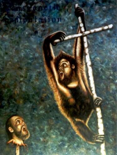 Malerei mit dem Titel "Orangutang with sel…" von Dan Civa, Original-Kunstwerk, Öl
