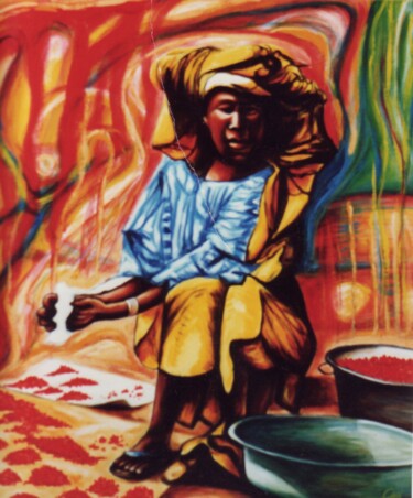 Pintura titulada "African berry woman…" por Dan Civa, Obra de arte original, Acrílico
