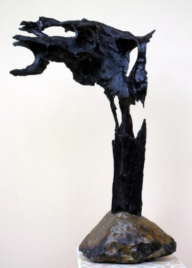 Скульптура под названием "Flying bat" - Dan Civa, Подлинное произведение искусства, Дерево