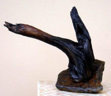 Escultura intitulada "Opposition" por Dan Civa, Obras de arte originais, Madeira