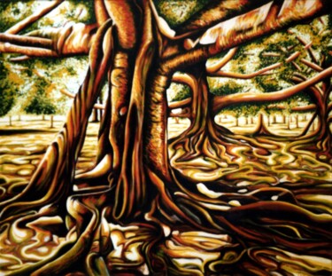 Ζωγραφική με τίτλο "Trees in Peradeniya…" από Dan Civa, Αυθεντικά έργα τέχνης, Λάδι