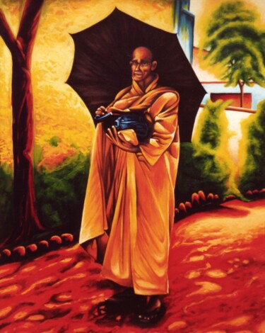 Картина под названием "Buddhist monk, Sri…" - Dan Civa, Подлинное произведение искусства, Акрил