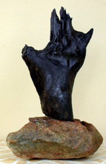 Skulptur mit dem Titel "Invincible" von Dan Civa, Original-Kunstwerk, Holz