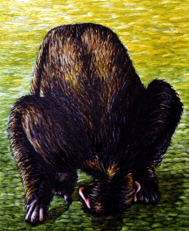 Ζωγραφική με τίτλο "Chimpanzee bowing,…" από Dan Civa, Αυθεντικά έργα τέχνης, Λάδι