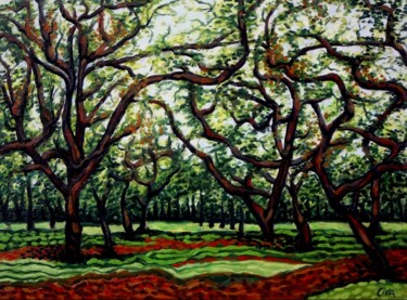Картина под названием "Chestnut plantation…" - Dan Civa, Подлинное произведение искусства, Масло