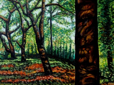 Pittura intitolato "Chestnut plantation…" da Dan Civa, Opera d'arte originale, Olio