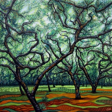 Schilderij getiteld "Chestnut plantation…" door Dan Civa, Origineel Kunstwerk, Olie