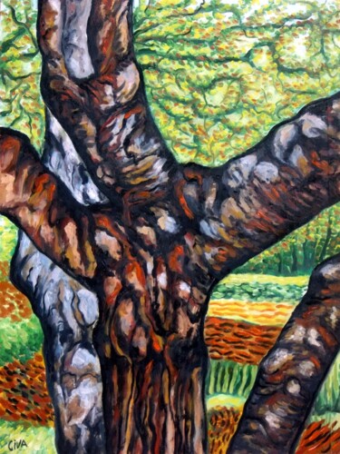 Peinture intitulée "chestnut plantation…" par Dan Civa, Œuvre d'art originale, Huile