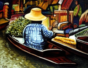 Malerei mit dem Titel "No.D. . Floating Ma…" von Dan Civa, Original-Kunstwerk, Öl