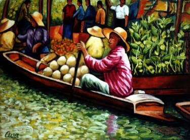 Картина под названием "No.B. .Floating Mar…" - Dan Civa, Подлинное произведение искусства, Масло