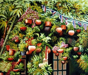 Painting titled "Chinese House in Ch…" by Dan Civa, Original Artwork, Oil