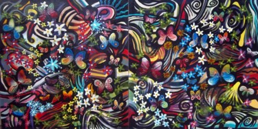 Peinture intitulée "Nature mosaic A and…" par Dan Civa, Œuvre d'art originale, Acrylique
