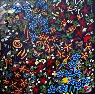 Painting titled "Nature mosaic C" by Dan Civa, Original Artwork, Acrylic