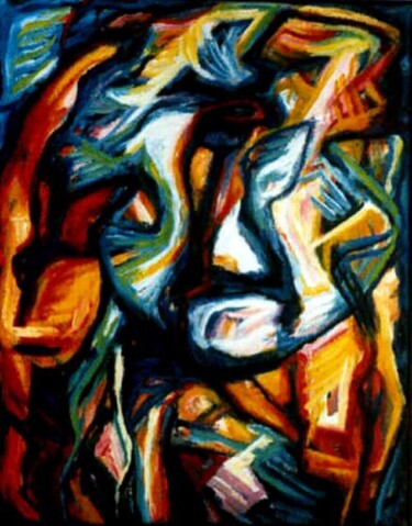 Painting titled "Abstract mask" by Dan Civa, Original Artwork, Acrylic