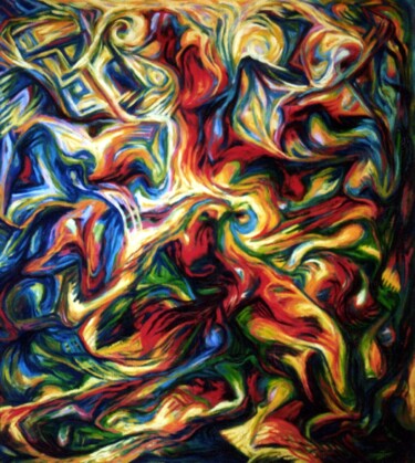 Pintura intitulada "Abstract labyrint" por Dan Civa, Obras de arte originais, Óleo