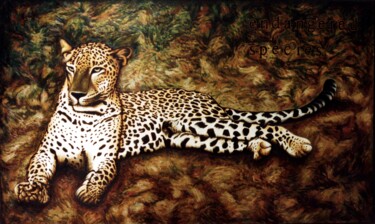 Painting titled "Leopard in Wildlife…" by Dan Civa, Original Artwork, Oil