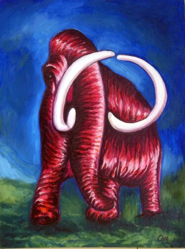 Painting titled "Mammoth elephant (2…" by Dan Civa, Original Artwork, Oil