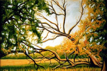 Pintura intitulada "Autumn in Danish Na…" por Dan Civa, Obras de arte originais, Óleo
