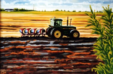 Painting titled "Autumn ploughing, D…" by Dan Civa, Original Artwork, Oil