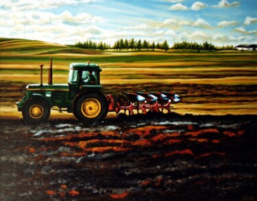 Schilderij getiteld "Autumn ploughing, D…" door Dan Civa, Origineel Kunstwerk, Acryl