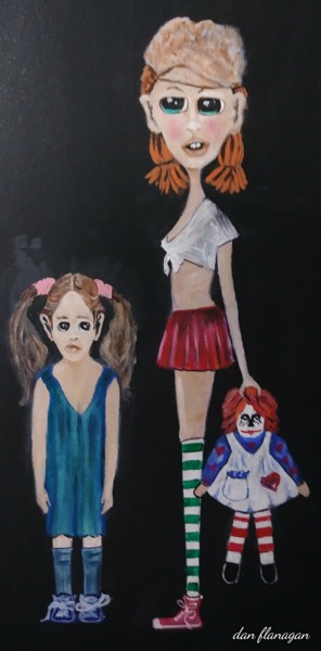 Painting titled "Orphan Girls" by Dan Flanagan, Original Artwork, Acrylic
