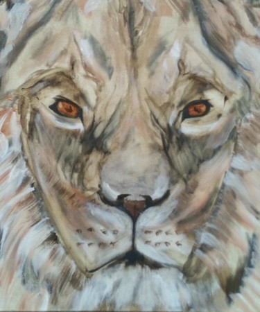 Painting titled "king lion" by Dan Flanagan, Original Artwork, Acrylic
