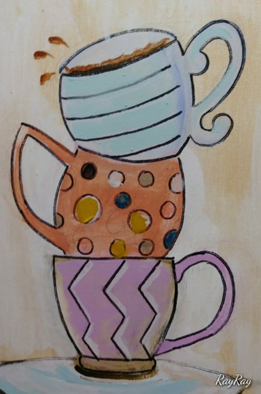 Painting titled "Coffee break" by Dan Flanagan, Original Artwork, Acrylic